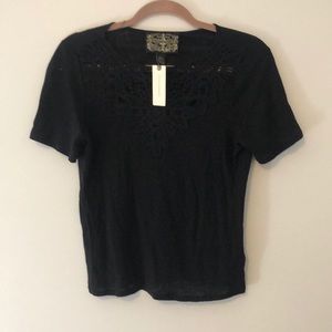 Black lace detailed t-shirt